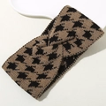 Braunes und schwarzes Strickstirnband mit Hahnentrittmuster und Knotendetail - Braun und Schwarz