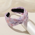 Hellvioletter geknoteter Haarreif mit buntem Schmetterlingsdruck aus Stoff - Lila