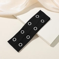 Detalle de diadema punk negra de tela con doble fila de ojales metálicos plateados - Negro