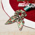 Chouchou satiné vert avec nœud et motifs de Noël pour des coiffures festives élégantes - Style Père Noël Vert (LH2408048-E)