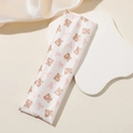 Elastic white satin headband featuring cute cartoon bear and pink bow patterns - Bear Bowknot