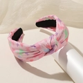 Rosa geknotetes Haarband mit bunten Schmetterlingsdrucken aus weichem Stoff - Rosa
