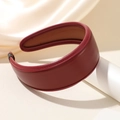 Cerchietto retrò in pelle rosso scuro con cuciture eleganti per un look raffinato - Borgogna