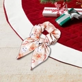Chouchou en satin rose avec nœud et motifs de Noël comme bonhommes de pain d'épice - Style Bonhomme Pain d'Épices Rose Doré (LH2408048-G)