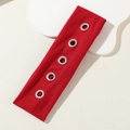 Rotes elastisches Punk-Stirnband mit fünf stilvollen silbernen Metallösen aus Stoff - Rot
