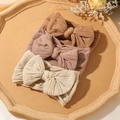 Lot de 3 bandeaux bébé avec nœuds en jacquard élastique aux tons naturels doux - Ensemble trois pièces / Série Café