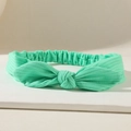 Elastic mint green ribbed knot headband with decorative bow design for women - Emerald Green