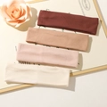 Set of four 6cm solid color knitted sports headbands in earth tones for yoga and fitness - Coffee Colors
