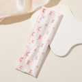 Elastic cartoon bear hairband with pink bow and heart pattern on faux silk - Watermelon Red Bowknot