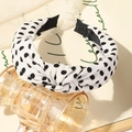 Diadema retro de lunares blancos y negros con nudo superior de tela elegante - Estilo Anudado / Estilo de Lunares