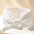 Witte gebreide hoofdband met strass-steentjes en strikontwerp op keramische plaat - Wit