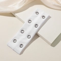 Diadema elástica punk de tela blanca con doble fila de ojales de metal plateado - Blanco
