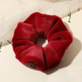 Chouchou en peluche rouge pour femme fabriqué en fausse fourrure douce pour coiffure d'hiver - Bordeaux