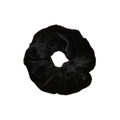 French style fuzzy black velvet scrunchie with soft texture and elegant pleats - Black