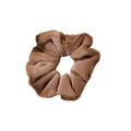 Plush brown scrunchie in soft faux fur material for elegant hair styling - Dark Coffee