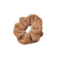 Plush faux fur scrunchie in warm camel brown color with soft texture for hair styling - Light Coffee