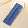 Elastic blue knitted headband with ribbed texture for makeup and daily wear - Denim Blue