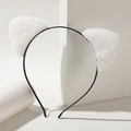 Serre-tête oreilles de chat mignon en peluche noir et blanc pour les fêtes - Oreilles De Chat Blanches