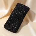 Eleganter schwarzer Plüsch-Stirnband mit glitzernden Strasssteinen für einen weichen Look - Schwarz