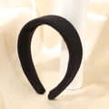 Dicker schwarzer Samt-Haarreif für Damen mit minimalistischem, gepolstertem Design - Schwarz
