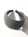 Cerchietto a coste grigio scuro a maglia con design largo antiscivolo per acconciatura - grigio scuro