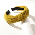 Senfgelbes Samt-Stirnband mit Knotendesign und Strasssteinen im eleganten Vintage-Stil - Gelb
