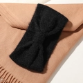 Bandeau tricoté en fausse fourrure noire épaisse avec nœud torsadé pour l'hiver - Noir