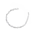 Elegant wavy silver bracelet with blue crystals and infinity links for women's summer jewelry - White