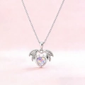 Collier gothique cœur avec ailes de chauve-souris et pendentif cristal violet - Collier Blanc