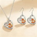 Detail of fox heart necklace set showing Always and Forever engraving and zircon stones - Necklace + Earrings