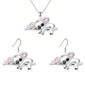 Conjunto de joyas de koala con cristal rosa que incluye collar y pendientes a juego - Collar + Pendientes