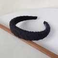 Gepolstertes schwarzes Plüsch-Haarband mit Rautenmuster für einen minimalistischen Stil - Waffel Schwarz