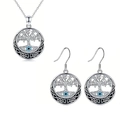 Vintage Tree of Life and Evil Eye pendant necklace with matching earrings jewelry set - Necklace And Earrings