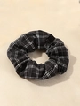 Elegant black and white gingham checkered bow hair clip for retro hair styling - Black Checkered Hair Ring