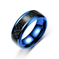 Men's carbon fiber titanium steel ring with black fiber inlay and blue plated edges - US 6 / Blue