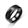 Polished black stainless steel ring with carbon fiber inlay and beveled edges - US 6 / Black