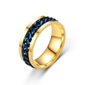 Titanium spinner ring with blue chain inlay and polished gold finish for men and women - US 6 / Gold Base/Black Chain