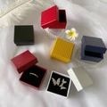 Square jewelry gift box in red with diamond lattice pattern and black velvet interior - Gift Box / Multicolor Random