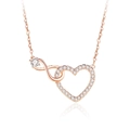 Elegant rose gold heart and infinity necklace with sparkling zircon pavé on white background - Rose Gold Single Row