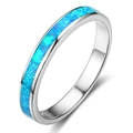 Minimalist S925 sterling silver ring with vibrant blue opal inlay for women - US 5 / Blue