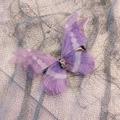 Pinza para el pelo de mariposa en tul púrpura de doble capa con pedrería para niñas - Estilo Degradado Púrpura (Nuevo Estilo No. 5)