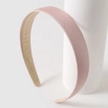 Minimalistisches rosa Satin-Haarband mit beigem rutschfestem Futter für Damen - Schlichtes Hellrosa