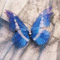 Blue double-layered tulle butterfly hair clip featuring gradient wings and rhinestones - Blue Gradient Style (New Style No. 3)