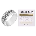 Silver stainless steel spinner chain ring for men with sentimental mother-to-son gift card - Silver With Gift Card