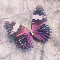 Vibrant purple and black double-layer tulle butterfly hair clip with white rhinestones - Purple Pink Bionic Style (New Style No. 7)