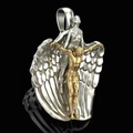 Collana con croce angelo della redenzione bicolore argento e oro per Natale - Oro