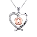 Collar de corazón con pies de bebé en oro rosa y grabado I Love You Mom para mamá - Estilo Corazón Huella Día de la Madre
