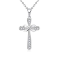 Collier pendentif croix infini pour femme avec pierres étincelantes sur chaîne en argent - Argent