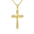 Collier croix infini doré avec des pierres de cristal blanc sur un fond blanc épuré - Or