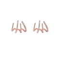 Elegant rose gold S925 silver four-prong curved earrings with white crystal diamonds - Rose Gold